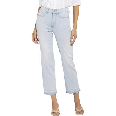 Nydj Marilyn Frayed Two-button Ankle Straight Leg Jeans In Multi