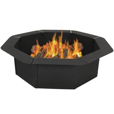 Shop Sunnydaze Outdoor Heavy-duty Steel Portable Above Ground Or In-ground Octagon Fire Pit Liner Ring - 38" - Blac