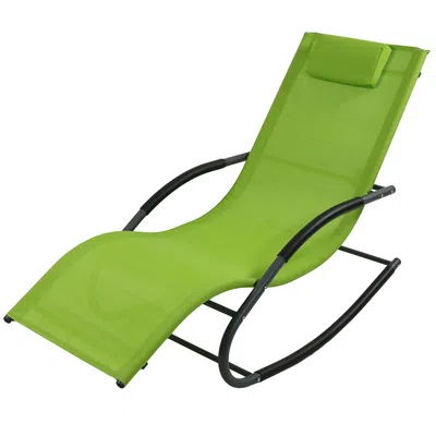 Sunnydaze Outdoor Patio And Lawn Wave Rocking Lounge Chair With Pillow