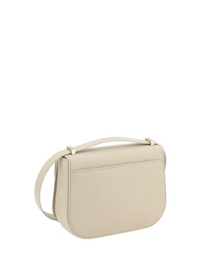 Ferragamo Geometric Lines Leather Shoulder Bag In Beige