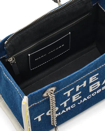 Marc Jacobs Sac Cabas The Denim Chain Micro Tote Bag In Blue