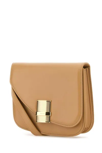 Ferragamo Small Fiamma Crossbody Bag In Beige O Tan