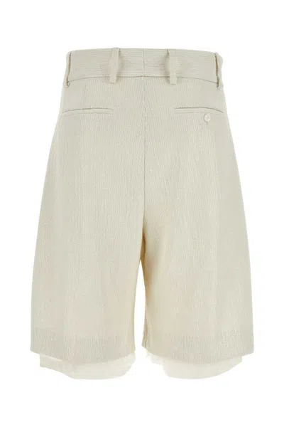 Amiri Pleated Bermuda Shorts In Textured Fabric In White