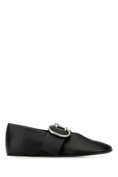 Jil Sander Smooth Leather Ballerinas In Black