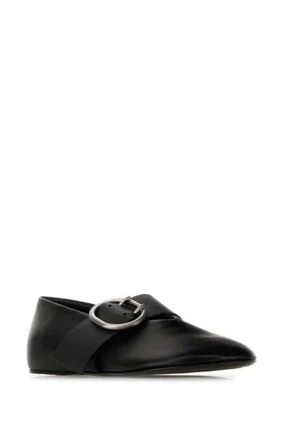 Jil Sander Smooth Leather Ballerinas In Black