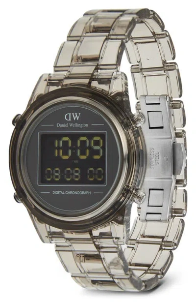 Daniel Wellington Retro Digital Bracelet Watch, 36mm In Transparent Soft Grey