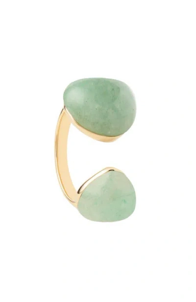Pdpaola Gravity Stone Ring In Green Aventurine