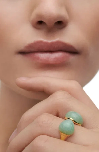 Pdpaola Gravity Stone Ring In Green Aventurine