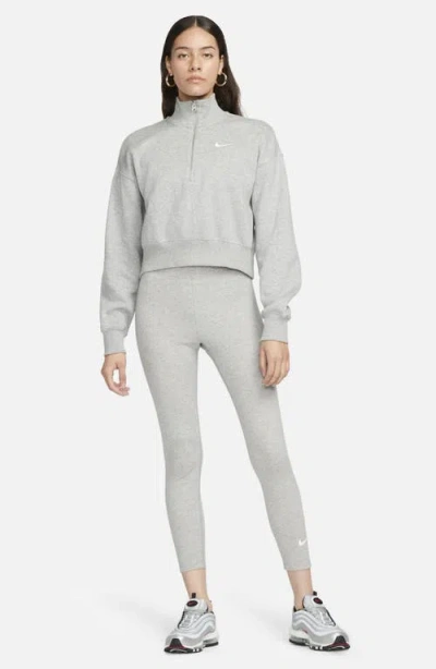 Nike 7/8 Length High-waisted Stretch Leggings In Dark Grey Heather/sail