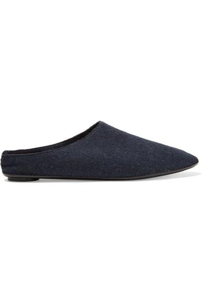 Shop The Row Bea Cashmere Slippers In Midnight Blue