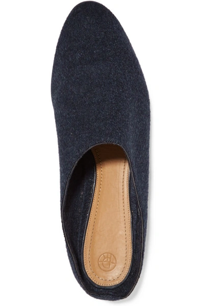 Shop The Row Bea Cashmere Slippers In Midnight Blue