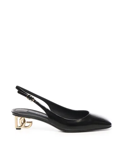 Dolce & Gabbana Black Décolleté With Dg Logo On The Heel In Black