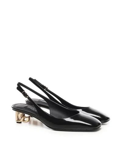 Dolce & Gabbana Black Décolleté With Dg Logo On The Heel In Black