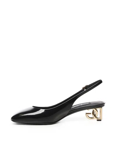 Dolce & Gabbana Black Décolleté With Dg Logo On The Heel In Black