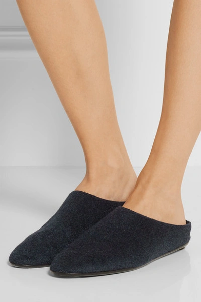 Shop The Row Bea Cashmere Slippers In Midnight Blue