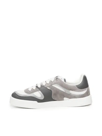 Dolce & Gabbana Strobel Portofino Light Sneaker In Calfskin In White, Grey