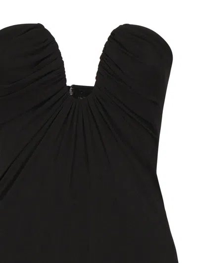 Pinko Fitted Black Stretch Viscose Midi Dress In Black