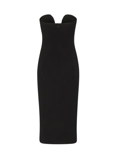 Pinko Fitted Black Stretch Viscose Midi Dress In Black