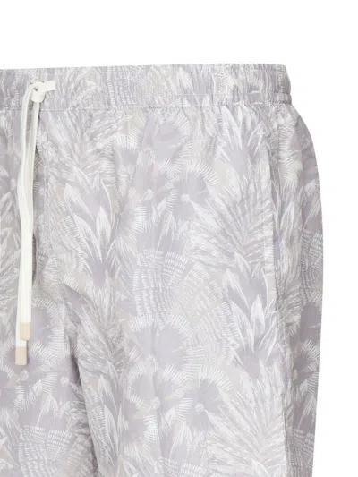 Eleventy Tropical Print Beach Boxer Pockets In Grey