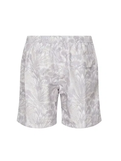 Eleventy Tropical Print Beach Boxer Pockets In Grey