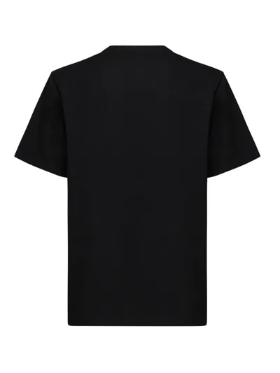 Jw Anderson Black Crewneck T-shirt With Logo Lettering Embroidery On The Front In Cotton Man In Black