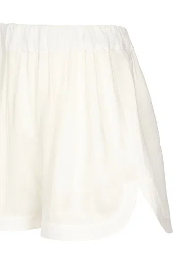 Pinko Linen Shorts With Elastic Waistband And Back Pocket In White
