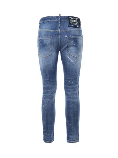 Dsquared2 Cotton Blend Distressed Effect Tapered Leg Trousers In Blue