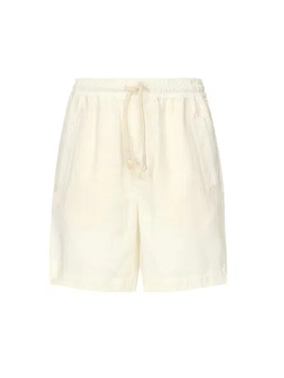 Eleventy Linen Bermuda Shorts With Drawstrings In White