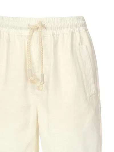 Eleventy Linen Bermuda Shorts With Drawstrings In White
