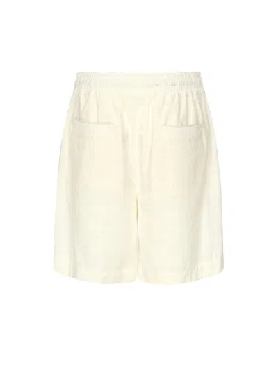 Eleventy Linen Bermuda Shorts With Drawstrings In White