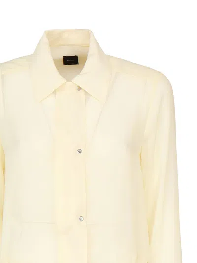 Pinko Lightweight Bomber Line Blouse In Georgette In Yellow