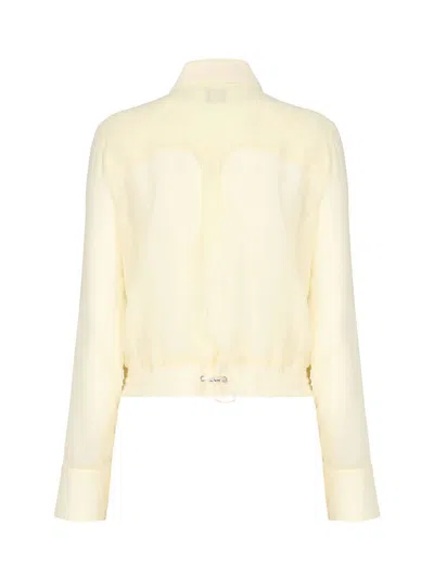 Pinko Lightweight Bomber Line Blouse In Georgette In Yellow
