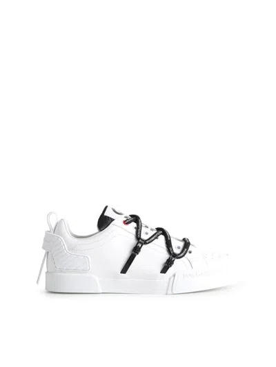Dolce & Gabbana Dolce And Gabbana White Insert Portofino Sneakers In White