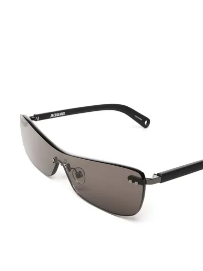 Jacquemus Modern Rimless Sunglasses With Adjustable Nose Pads In Black