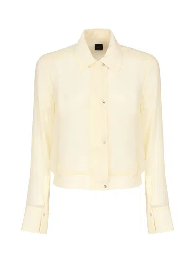Pinko Lightweight Bomber Line Blouse In Georgette In Yellow