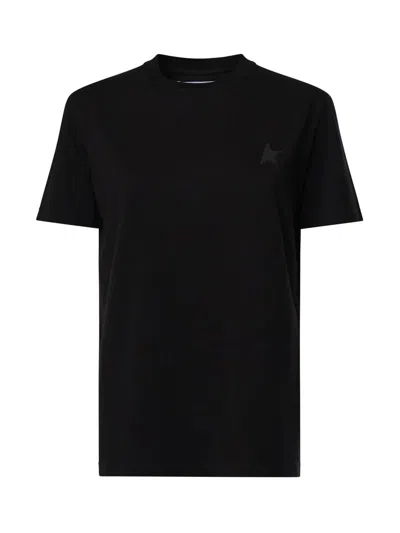 Golden Goose Cotton T-shirt With Iconic Frontal Star In Black