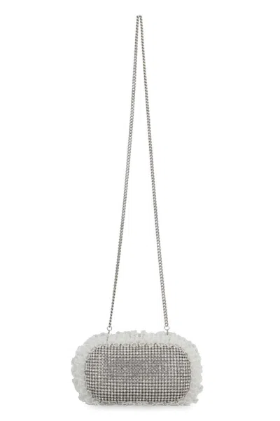 Self-portrait Christopher Kane Residency Clutch With All-over Rhinestones In Silver