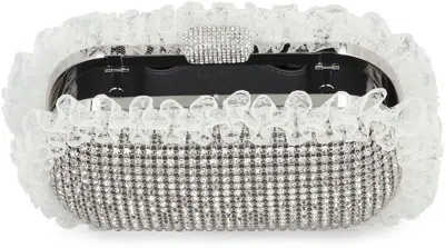 Self-portrait Christopher Kane Residency Clutch With All-over Rhinestones In Silver