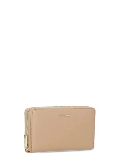 Coccinelle Beige Metallic Soft Wallet In Beige