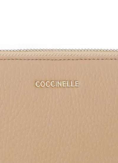 Coccinelle Beige Metallic Soft Wallet In Beige