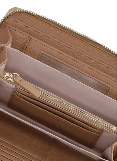 Coccinelle Beige Metallic Soft Wallet In Beige