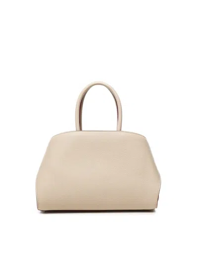 Ferragamo Medium Hug Leather Top Handle Bag In Beige