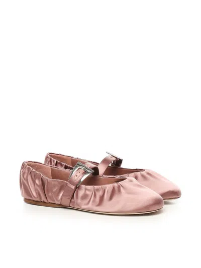 Paris Texas Sveva Satin Ballet Flats In Dark Phard