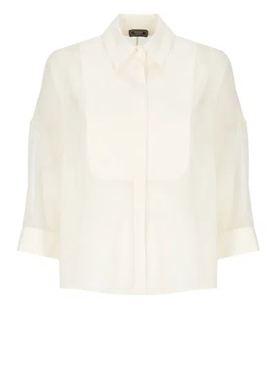 Peserico Aurea Ivory Silk Shirt In Beige