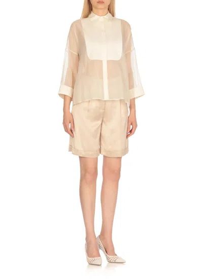 Peserico Aurea Ivory Silk Shirt In Beige