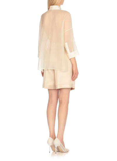 Peserico Aurea Ivory Silk Shirt In Beige