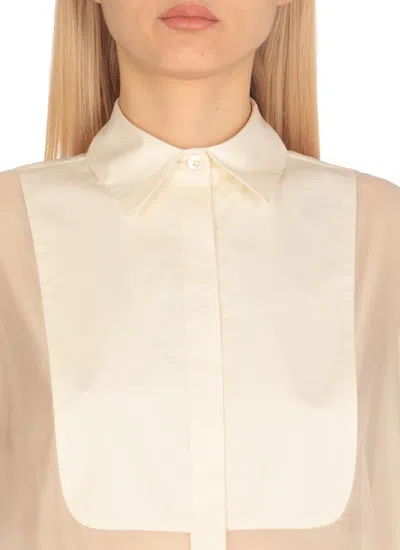 Peserico Aurea Ivory Silk Shirt In Beige
