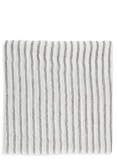 Brunello Cucinelli Sparkling Striped Double Knit Scarf In White