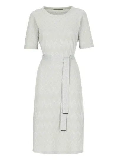 D Exterior D.exterior Zigzag Belted Dress In Gray