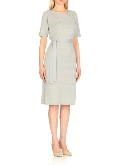 D Exterior D.exterior Zigzag Belted Dress In Gray